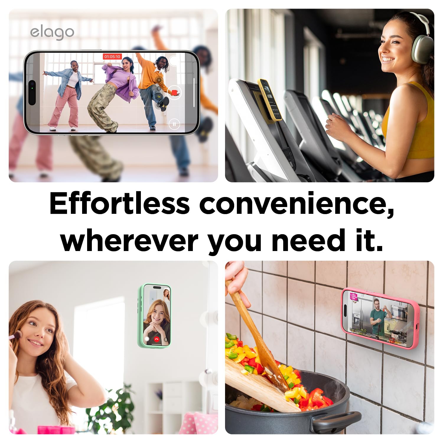 elago Magnetic Suction Cup Phone Mount Compatible with MagSafe Case, Removable Silicone Sticky Grip Holder for iPhone, Hands-Free Selfies/Video for