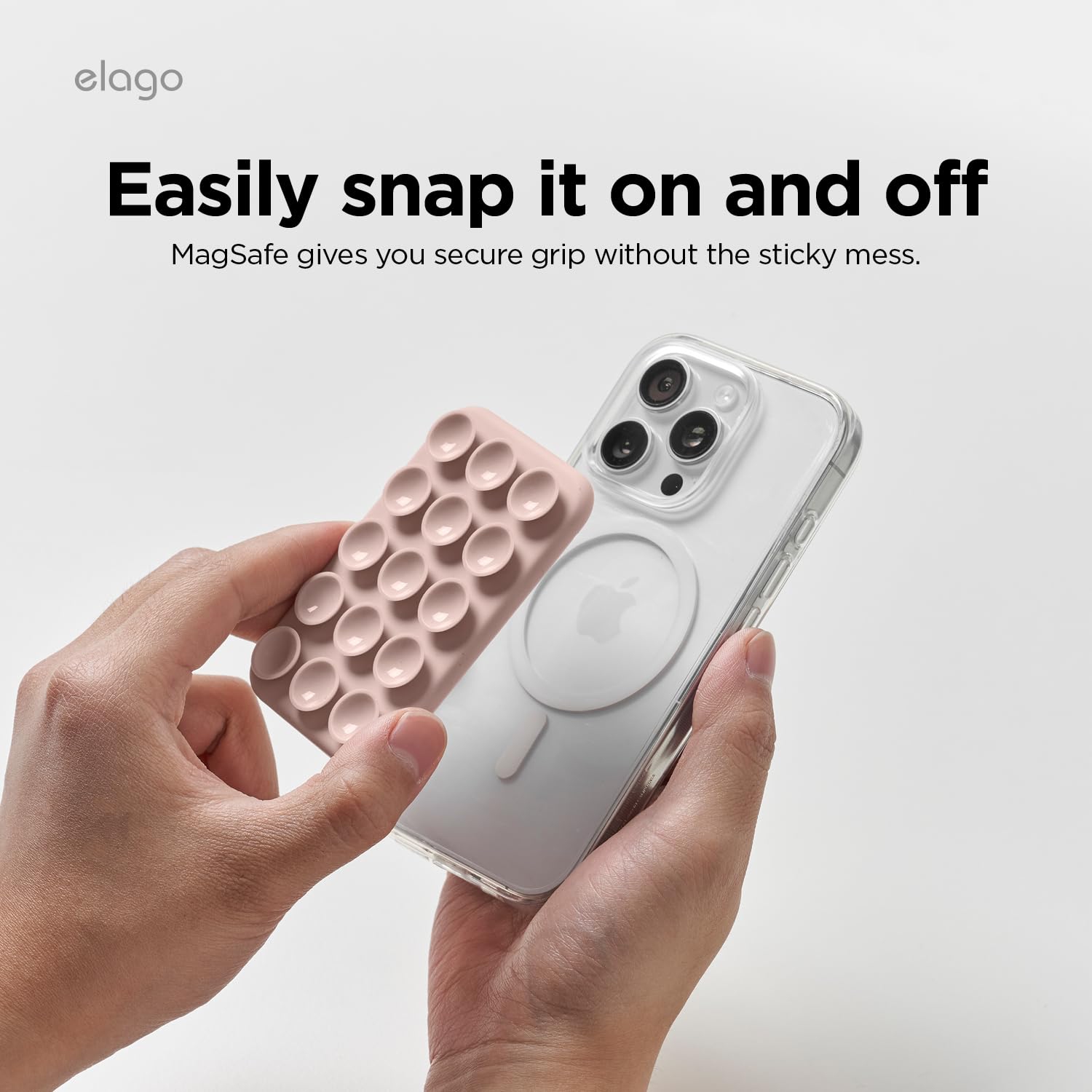 elago Magnetic Suction Cup Phone Mount Compatible with MagSafe Case, Removable Silicone Sticky Grip Holder for iPhone, Hands-Free Selfies/Video for