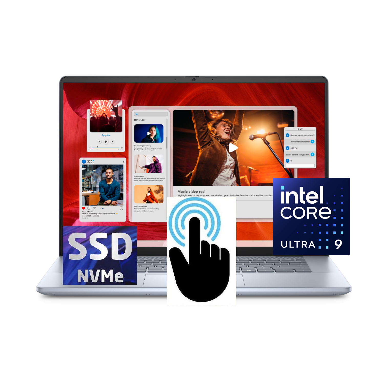 Open Box Dell Inspiron Plus 16" 300 nits Large Screen 1920*1200 TOUCH, Gaming on Intel 16-Core Ultra 9 185H w/ Arc Graphics, 32GB RAM, 1TB Highspeed SSD, Finger/Face Unlock