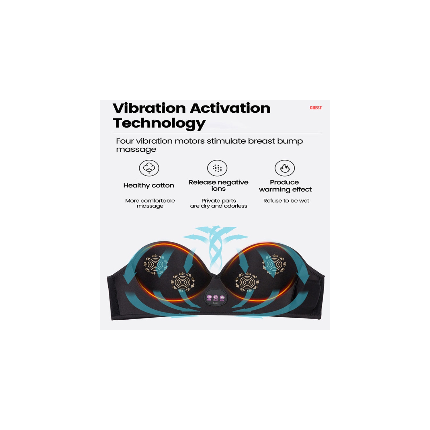 Breast Massager for Enlargement, USB Wireless Electric Vibration Bust Lift Enhancer Machine with Heat Function for Chest Enlargement Anti Sagging