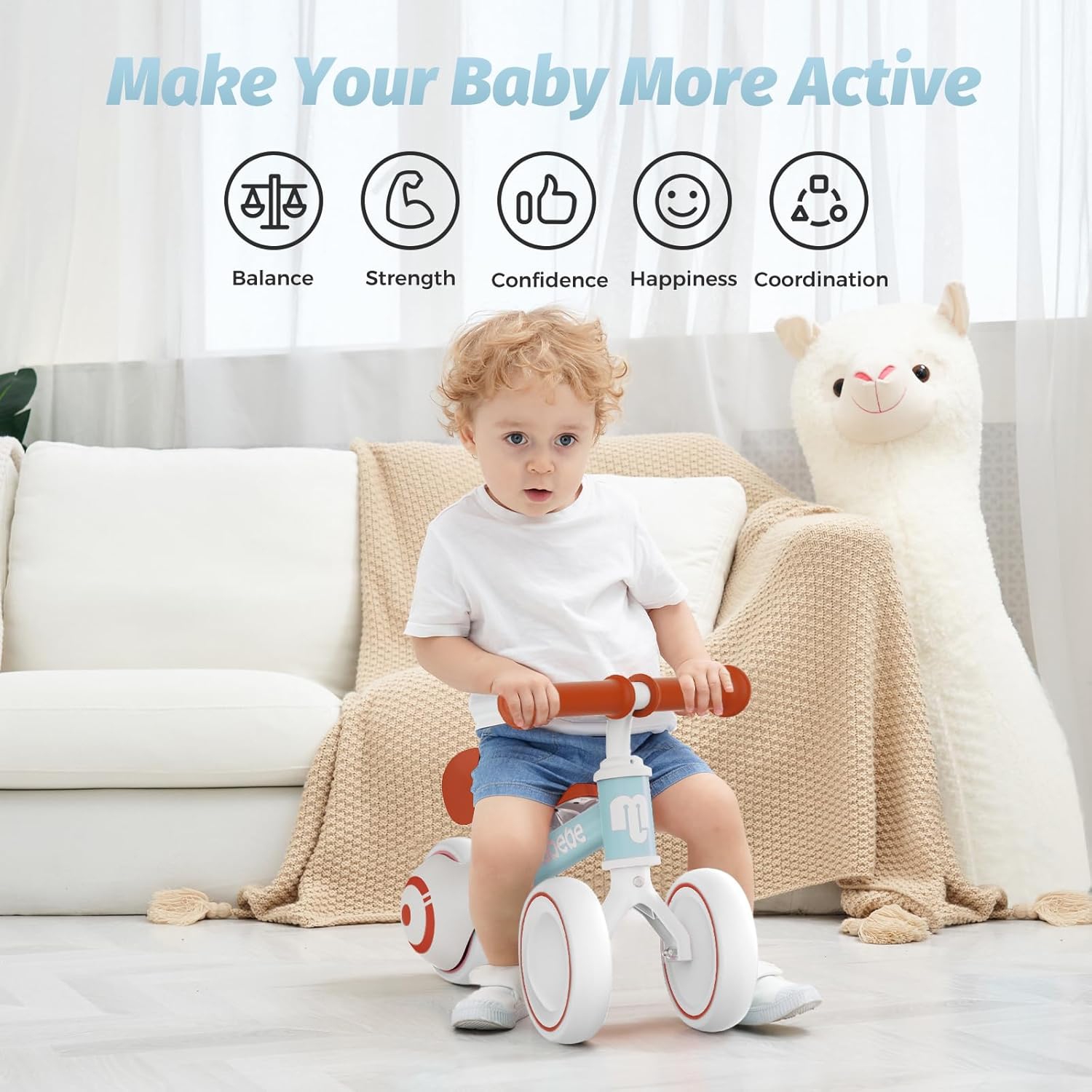 Baby Balance Bike, Cute Toddler Bikes 12-36 Months Gifts for 1 Year Old Girl Bike to Train Baby from Standing to Running with Adjustable Seat Silent,