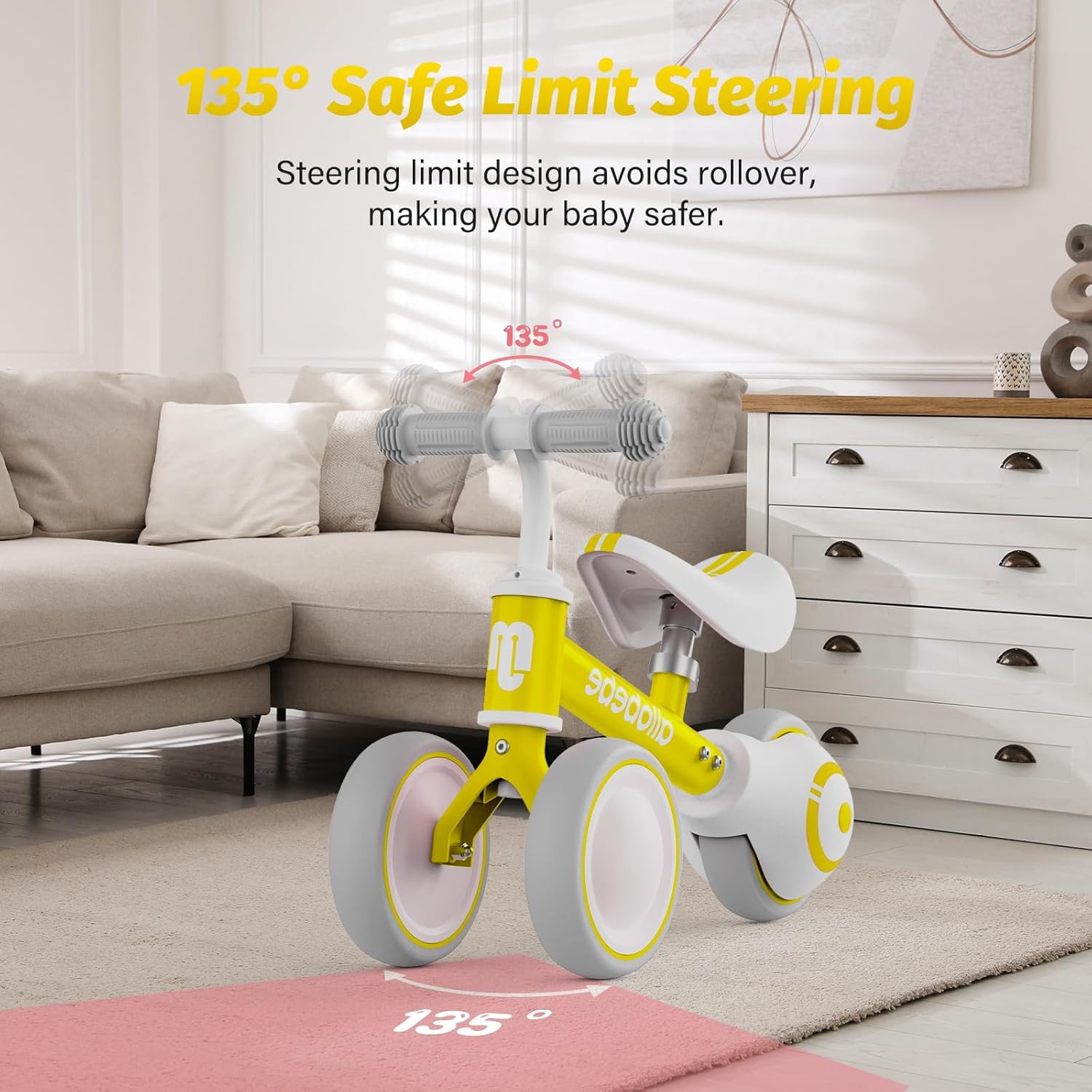 Baby Balance Bike, Cute Toddler Bikes 12-36 Months Gifts for 1 Year Old Girl Bike to Train Baby from Standing to Running with Adjustable Seat Silent,