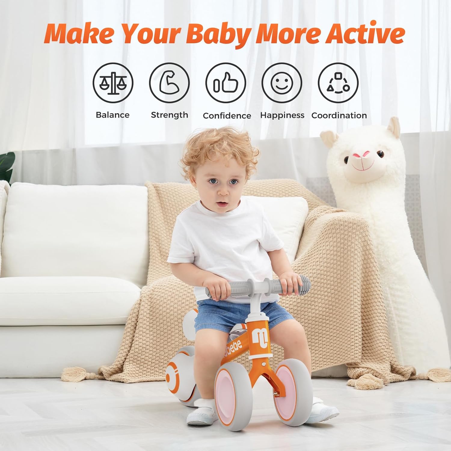 Draisienne de bébé, motos adorables pour tout-petits de 12-36 mois Cadeaux pour fille de 1 an pour faire passer bébé de debout à course avec siège