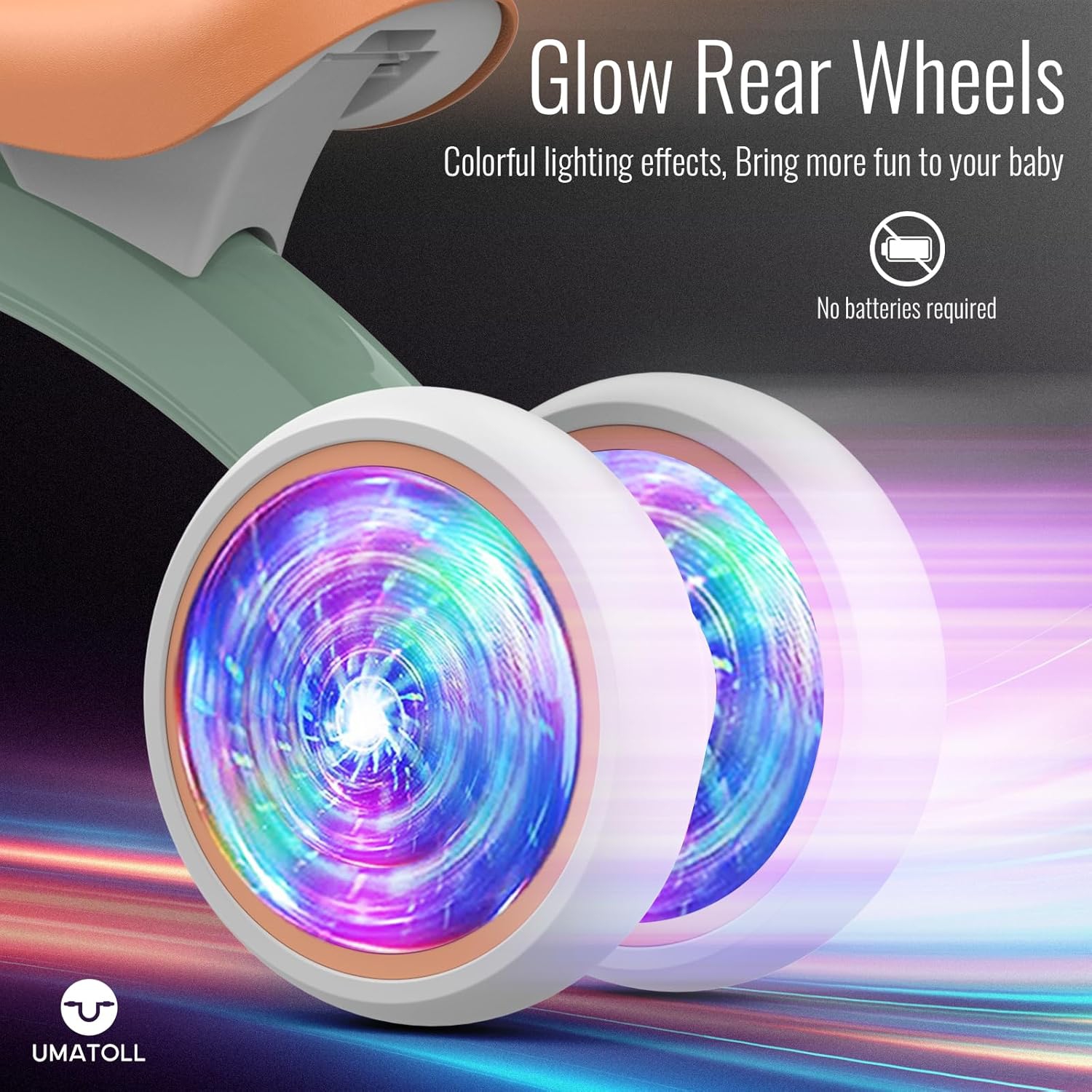 Colorful Lighting Baby Balance Bike Toys for 1 Year Old Boys Gifts, Adjustable Seat Baby Walker, 12-24 Months Toddler Ride on Toys with Removable