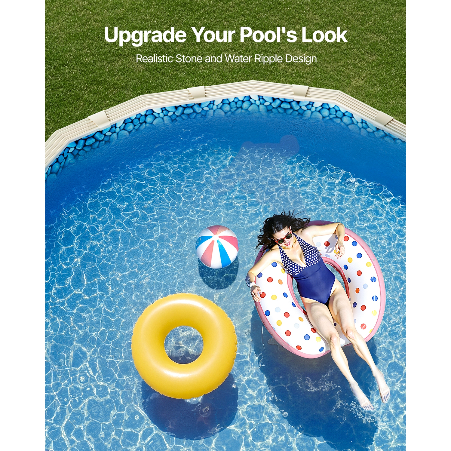 VEVOR 12 x 24 ft Oval Pool Liner, Unibead Above Ground Pool Liners, 52in Wall Height, Durable Standard Gauge Vinyl, Designed for Steel Sided