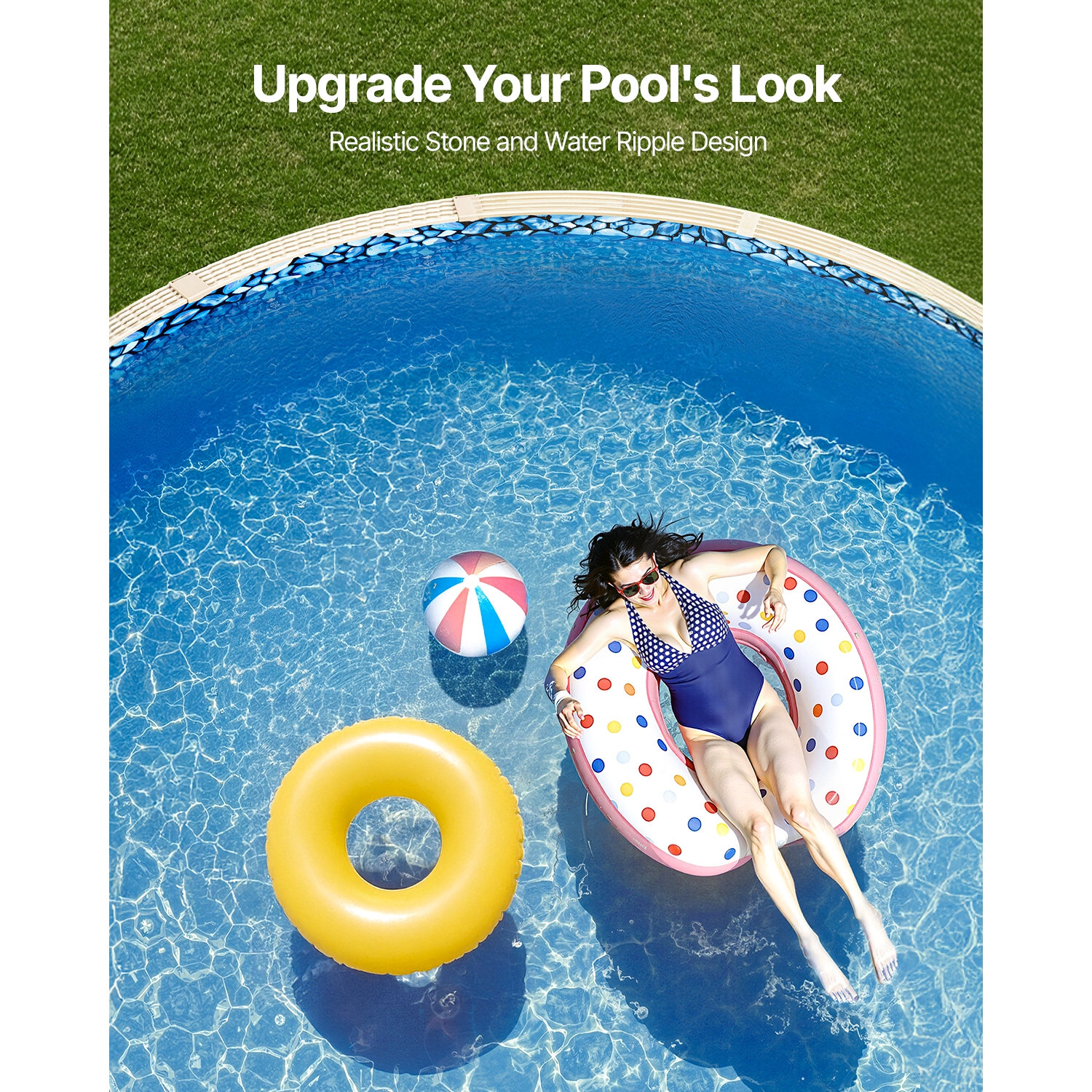 VEVOR 18-ft Round Above Ground Pool Liner, Unibead Pool Liners, Standard Gauge, 52inch Wall Height, Designed for Steel Sided Above-Ground Swimming
