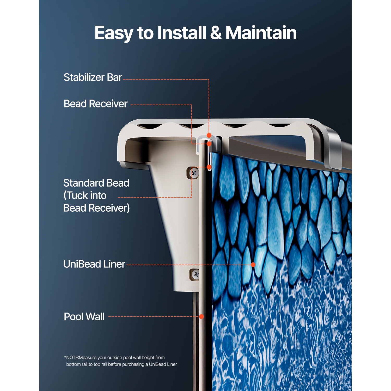 VEVOR 21-ft Round Above Ground Pool Liner, Unibead Pool Liners, Standard Gauge, 52inch Wall Height, Designed for Steel Sided Above-Ground Swimming