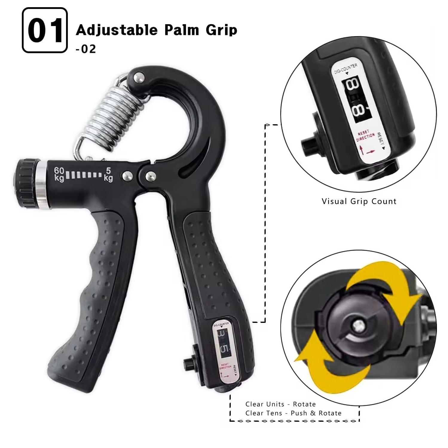 Poignée ajustable – Ensemble complet d'entraînement de force avec repose-poignets et exercices pour les mains pour les muscles