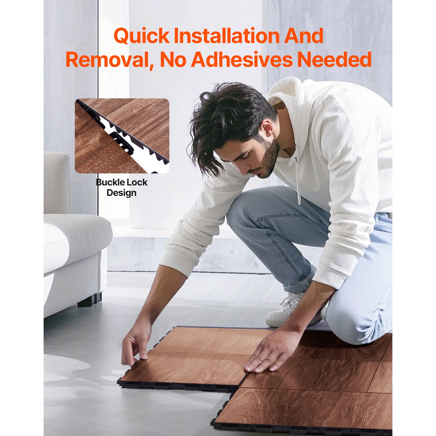 Dalles de plancher de danse 25 pièces 12,4 x 12,4&nbsp;po VEVOR, plancher de danse emboîtable, plancher d'entraînement portatif avec base coussinée