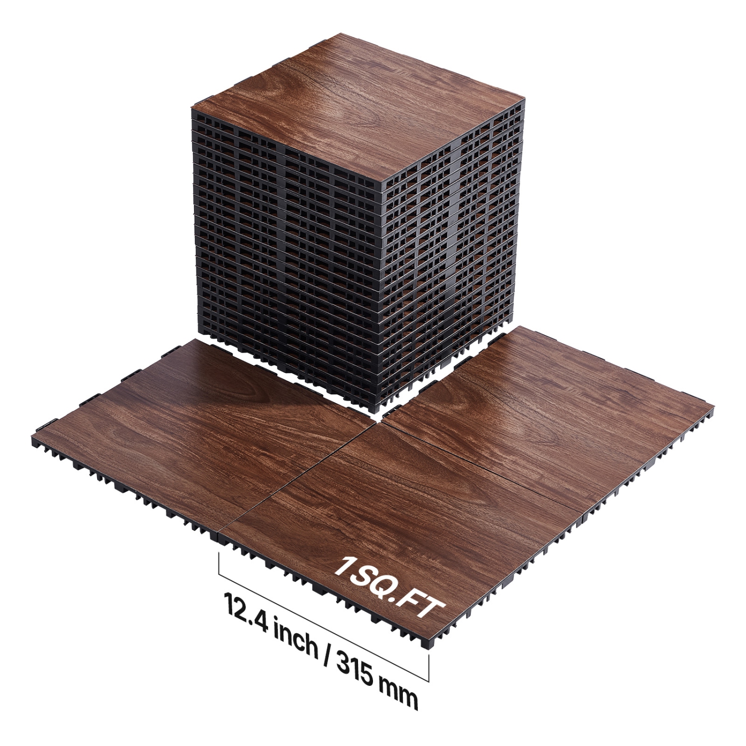 Dalles de plancher de danse 25 pièces 12,4 x 12,4&nbsp;po VEVOR, plancher de danse emboîtable, plancher d'entraînement portatif avec base coussinée