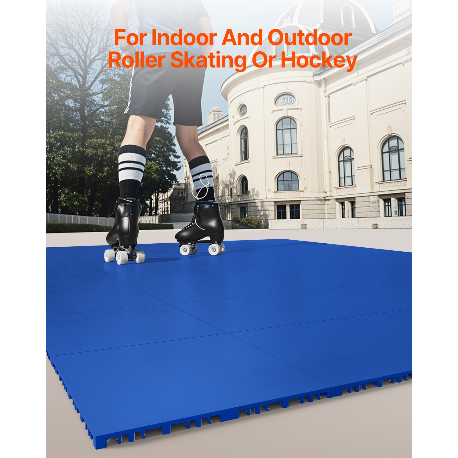 VEVOR 12 x 12 in 8 Pcs Dryland Tiles for Hockey Floor Mat, Interlocking Versatile Training Surface, Dance Floor Tiles, Hockey Training Equipment