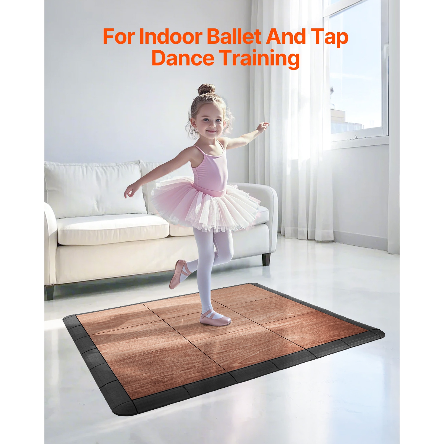 VEVOR 12.4 x 12.4 in 52 Piece Dance Floor Tiles, Interlocking Dance Flooring, Portable Dance Practice Floor with Cushioned Base