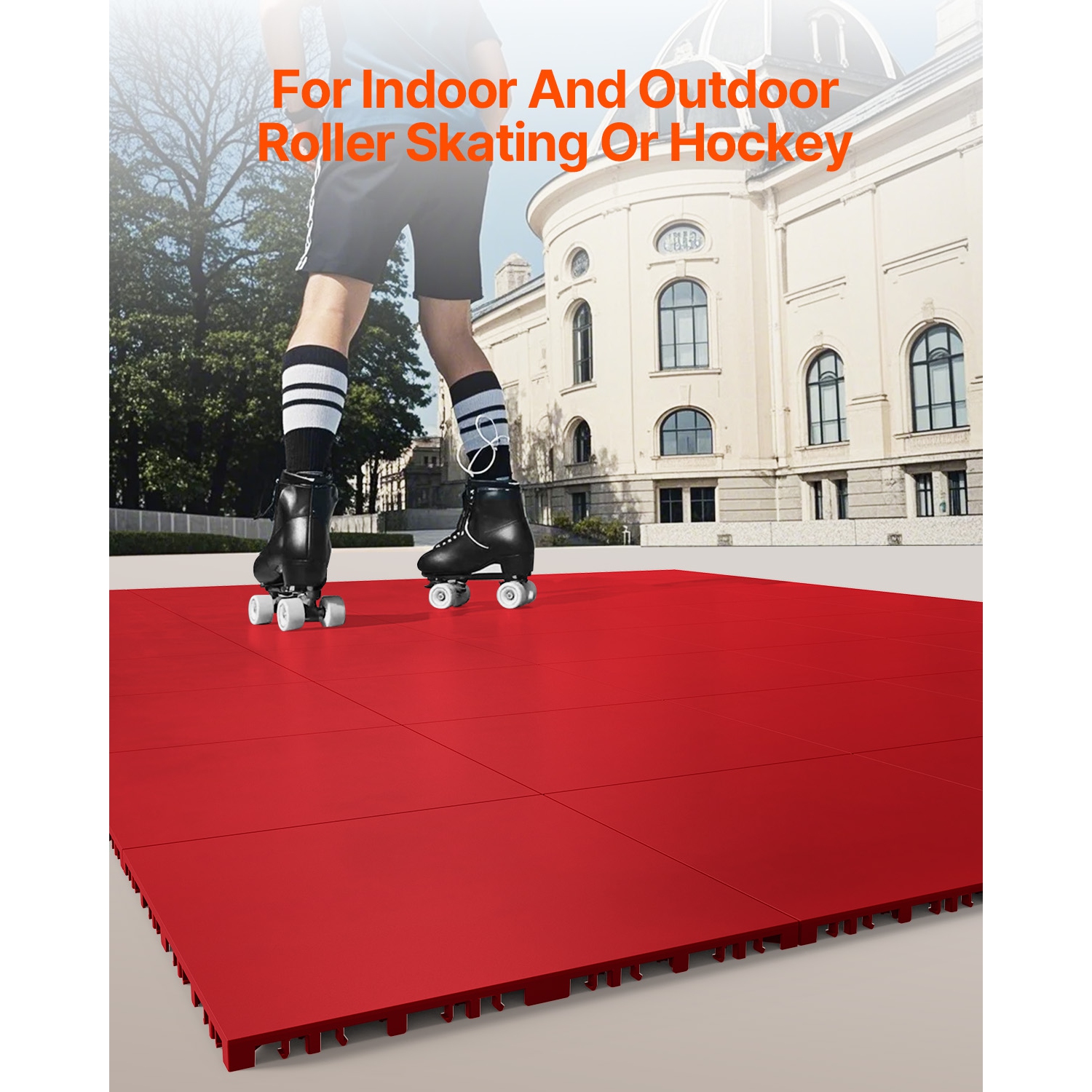 VEVOR 12 x 12 in 8 Pcs Dryland Tiles for Hockey Floor Mat, Interlocking Versatile Training Surface, Dance Floor Tiles, Hockey Training Equipment