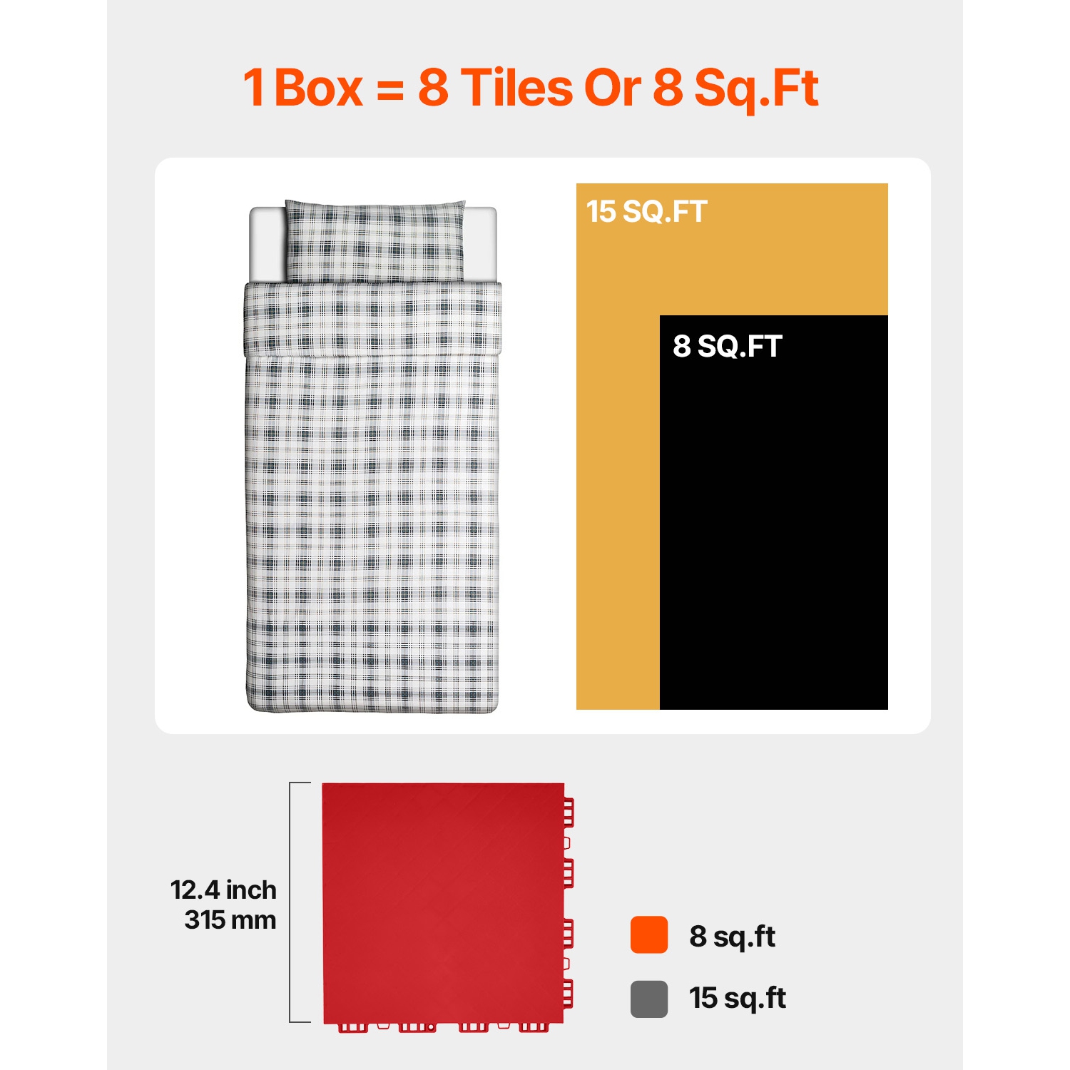 VEVOR 12 x 12 in 8 Pcs Dryland Tiles for Hockey Floor Mat, Interlocking Versatile Training Surface, Dance Floor Tiles, Hockey Training Equipment