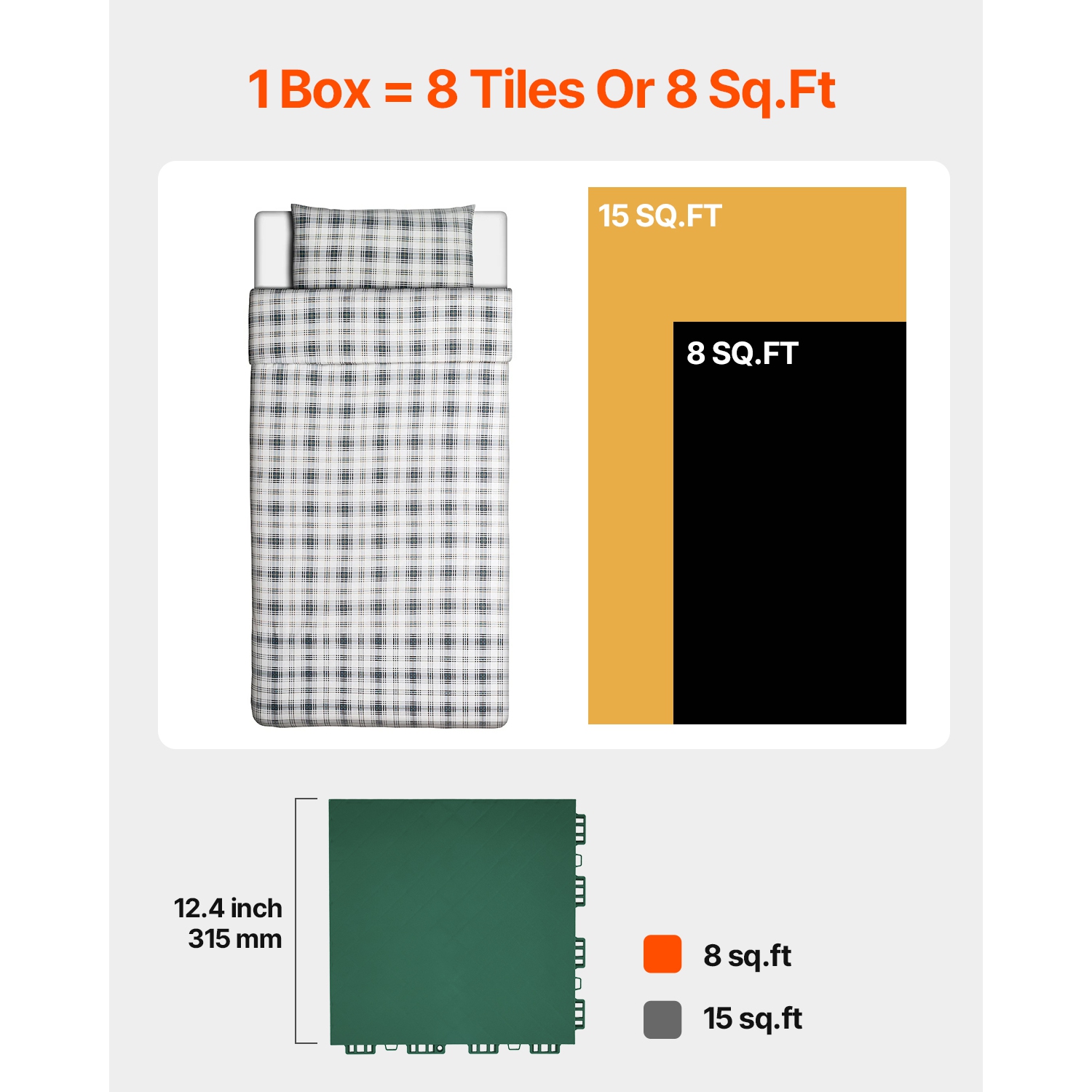 VEVOR 12 x 12 in 8 Pcs Dryland Tiles for Hockey Floor Mat, Interlocking Versatile Training Surface, Dance Floor Tiles, Hockey Training Equipment