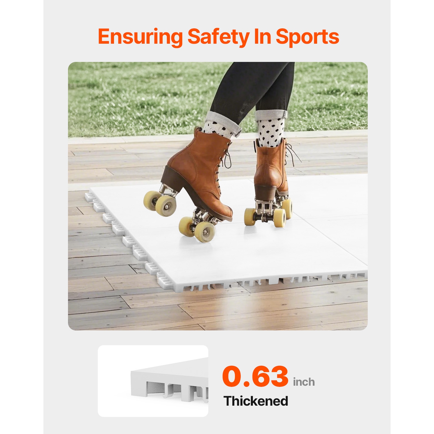 VEVOR 12 x 12 in 8 Pcs Dryland Tiles for Hockey Floor Mat, Interlocking Versatile Training Surface, Dance Floor Tiles, Hockey Training Equipment