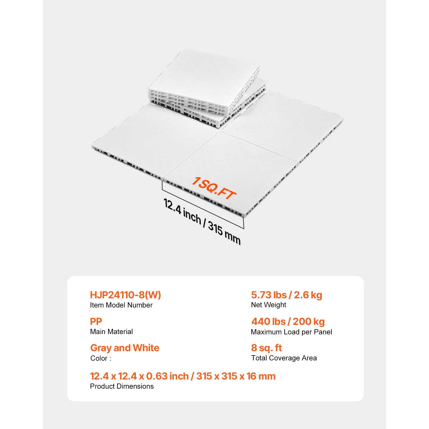 VEVOR 12 x 12 in 8 Pcs Dryland Tiles for Hockey Floor Mat, Interlocking Versatile Training Surface, Dance Floor Tiles, Hockey Training Equipment