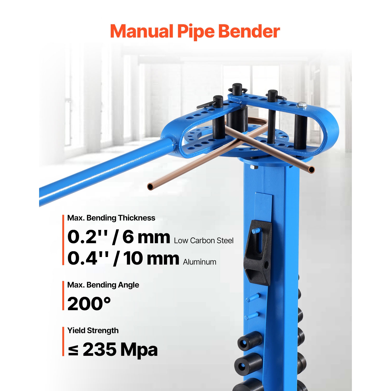VEVOR 200° Manual Pipe Bender, Pipe Tube Bender with 14 Bending Dies, Heavy-Duty Tube Bending Tool for Copper Aluminum Iron Pipes,for HVAC Air