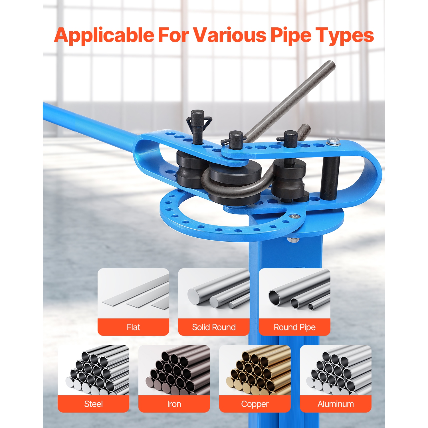 VEVOR 200° Manual Pipe Bender, Pipe Tube Bender with 14 Bending Dies, Heavy-Duty Tube Bending Tool for Copper Aluminum Iron Pipes,for HVAC Air