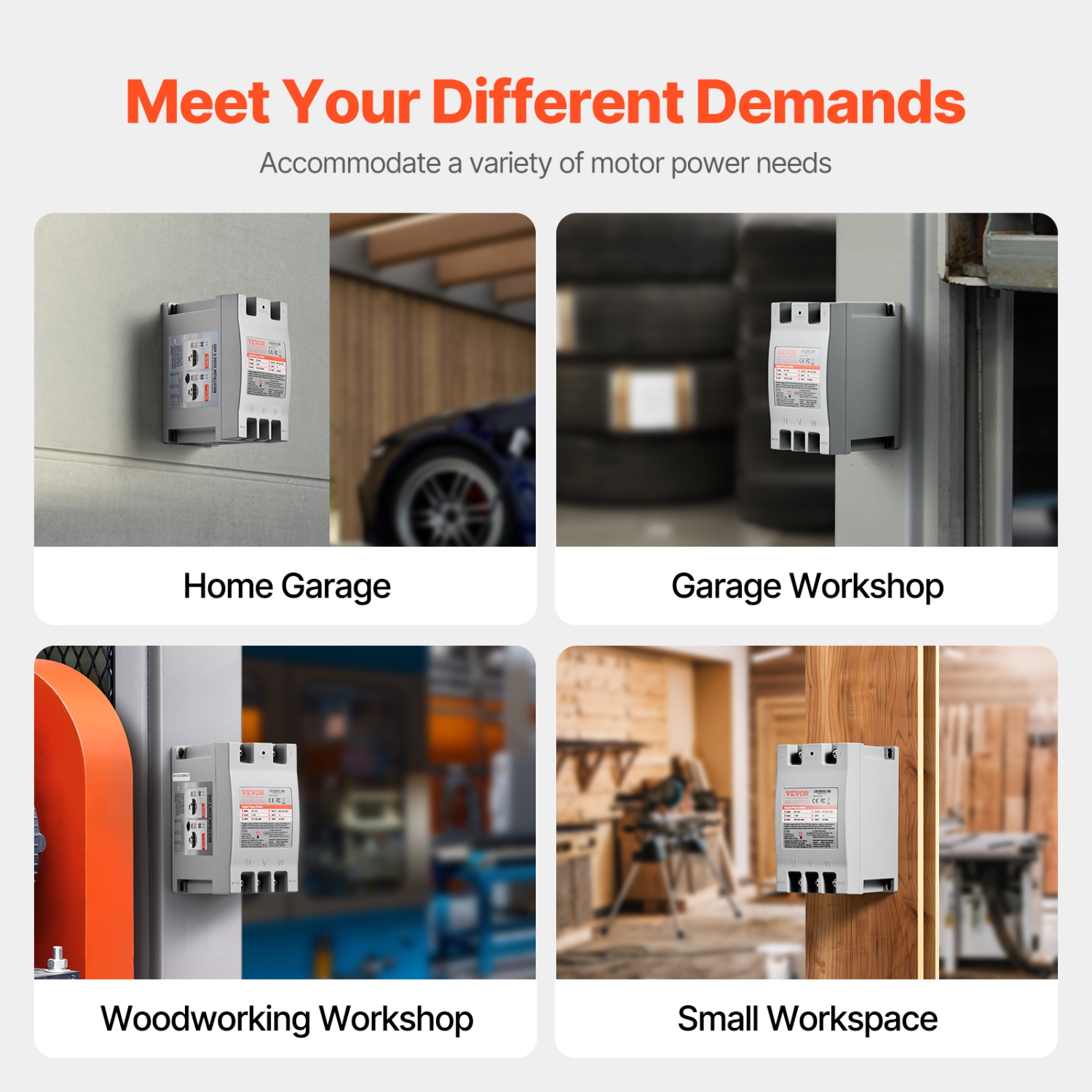 Convertisseur de phase VEVOR 3 - Convertisseur monophasé 220&nbsp;V 7&nbsp;A 2&nbsp;HP à 3 phases, entrée/sortie 220&nbsp;V-240&nbsp;V, sélecteur de