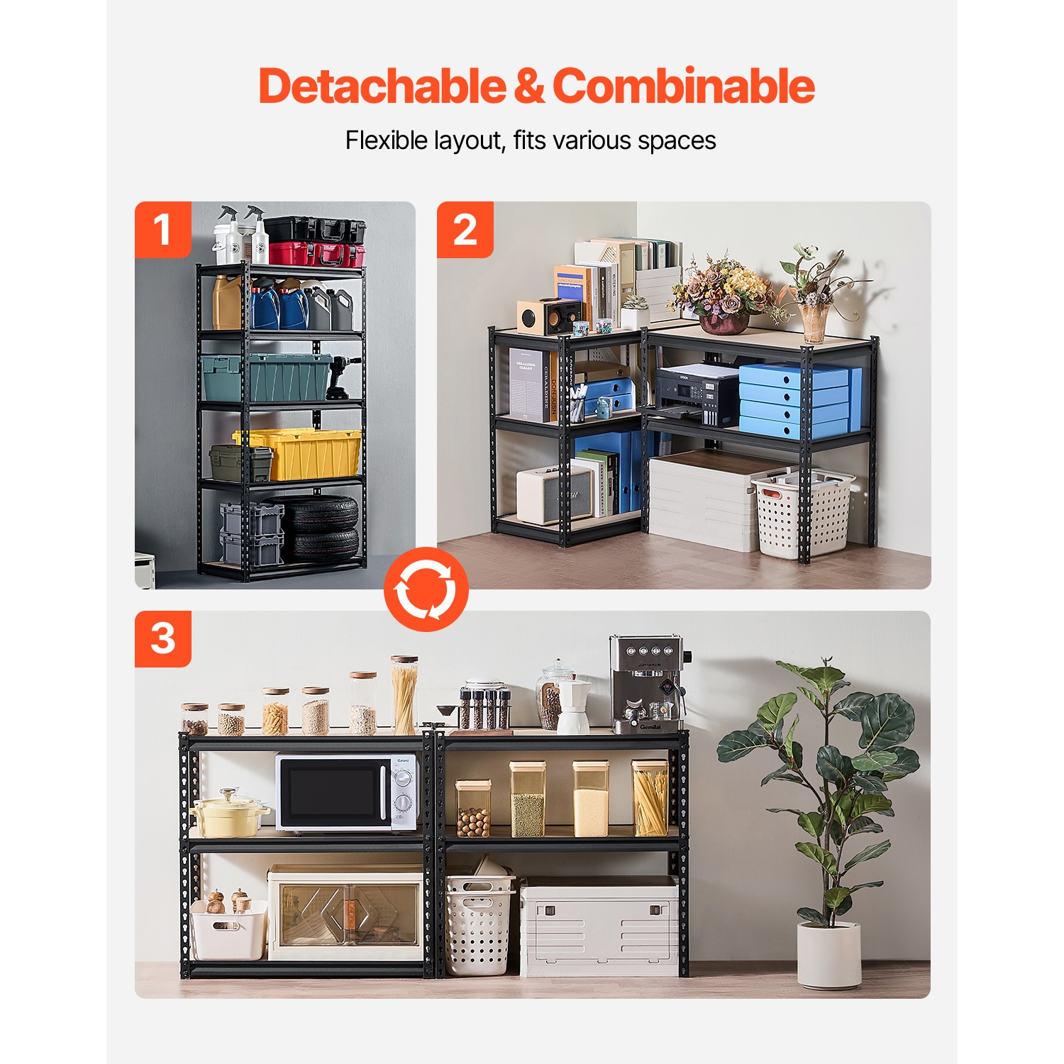 VEVOR 5 Tier Storage Shelves, 2000 lbs, Garage Storage Shelving, 16" D x 32" W x 62.8" H Adjustable Metal Shelves for Garage Shelves Utility Rack