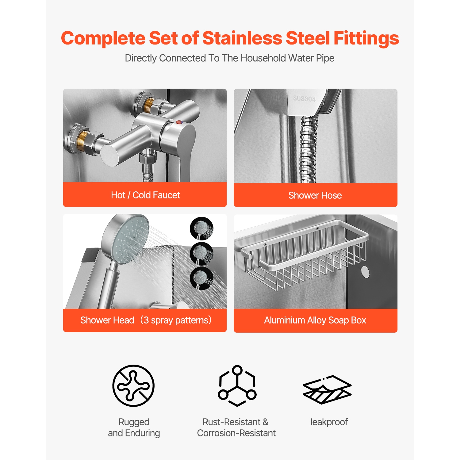 VEVOR 34 inch Stainless Steel Dog Washing Station, Pet Grooming Tub with Faucet & Showerhead & Soap Holder & Play Balls Simple Dog Bathtub for