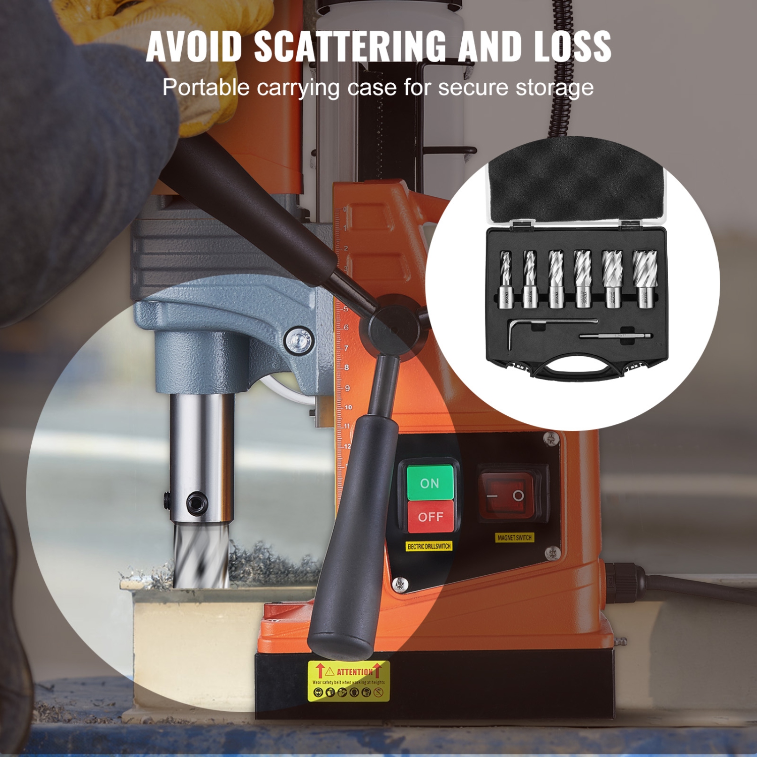 Jeu de lames annulaires VEVOR, 6 mèches à tige Weldon, diamètre de coupe 1/2 à 1-1/16 po, profondeur de coupe de 1 po, acier haute vitesse