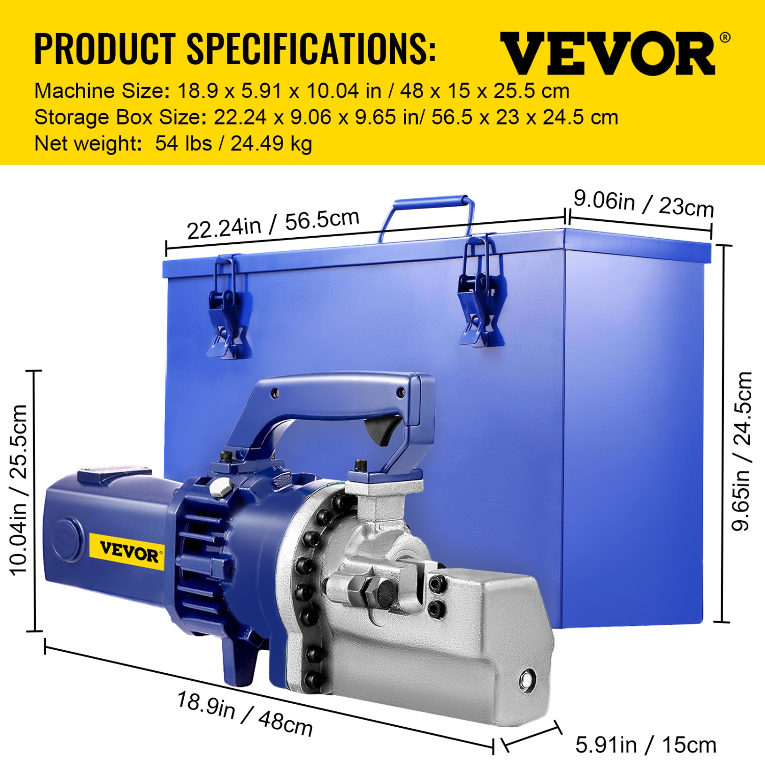 VEVOR 1.7 KW 110 V Electric Rebar Cutter, Electric Hydraulic Rebar Cutter with Adjustable Alloy Steel Blade, Cut 1 in Rebar within 5 secs