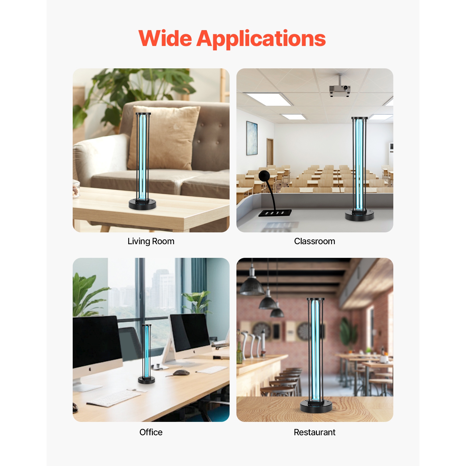 VEVOR 55W UV Light, Ultraviolet Lamp with Ozone Purifier,UVC Lamp with 30/60/120 Minutes 3-Gear Timer and Remote Control,for Room up to 750 sqft,UVO