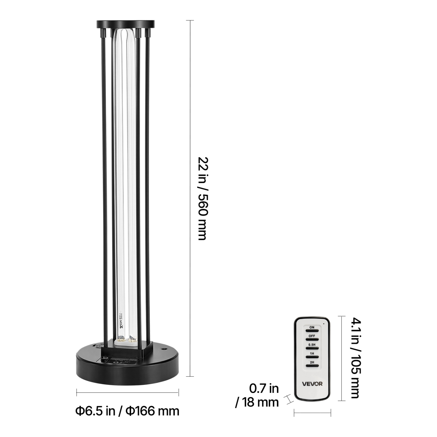 VEVOR 55W UV Light, Ultraviolet Lamp with Ozone Purifier,UVC Lamp with 30/60/120 Minutes 3-Gear Timer and Remote Control,for Room up to 750 sqft,UVO
