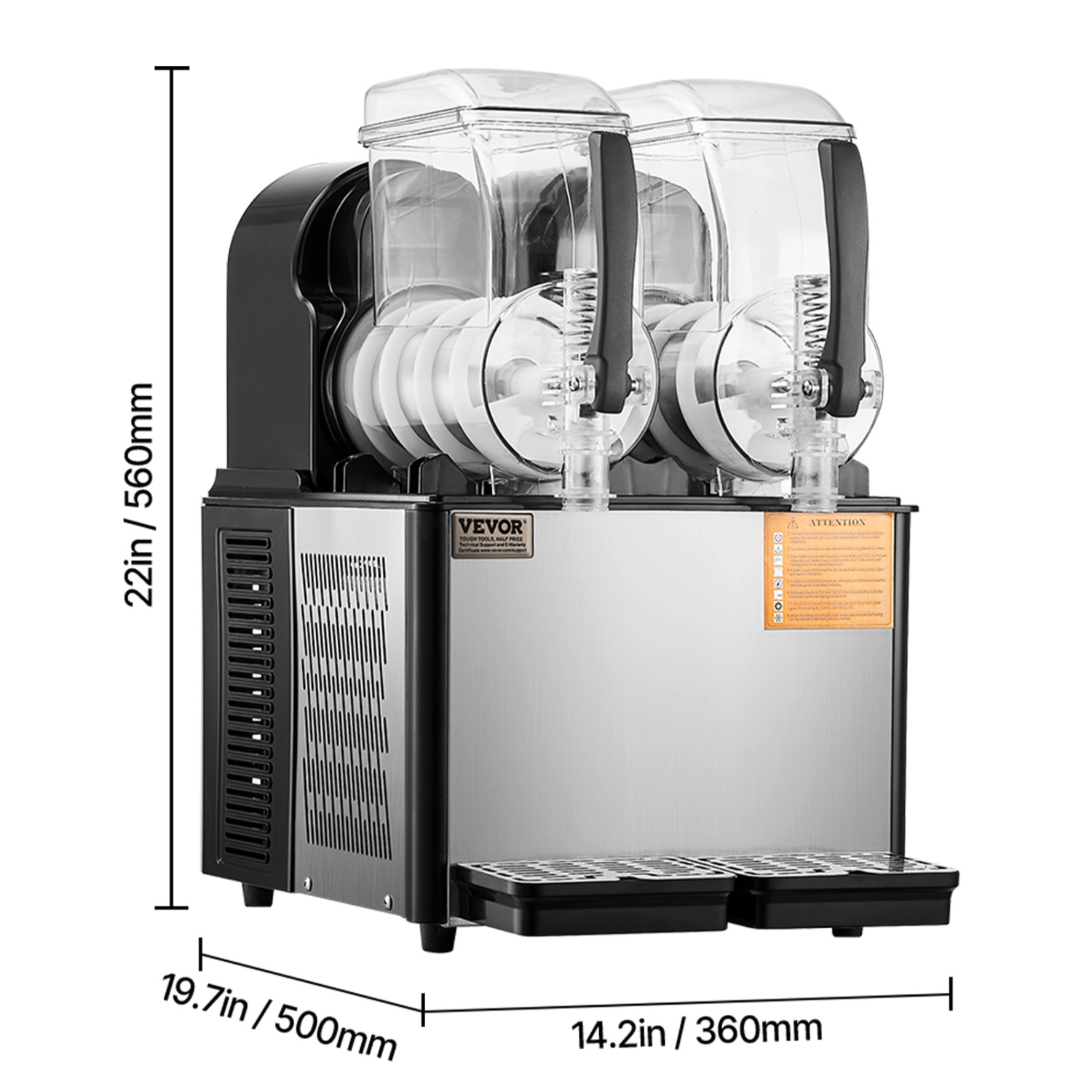 VEVOR 4Lx2 Double Commercial Slushy Machine, Tank Frozen Drink Machine, 32 Cups Stainless Steel Margarita Smoothie Frozen Drink Maker, for Home Party