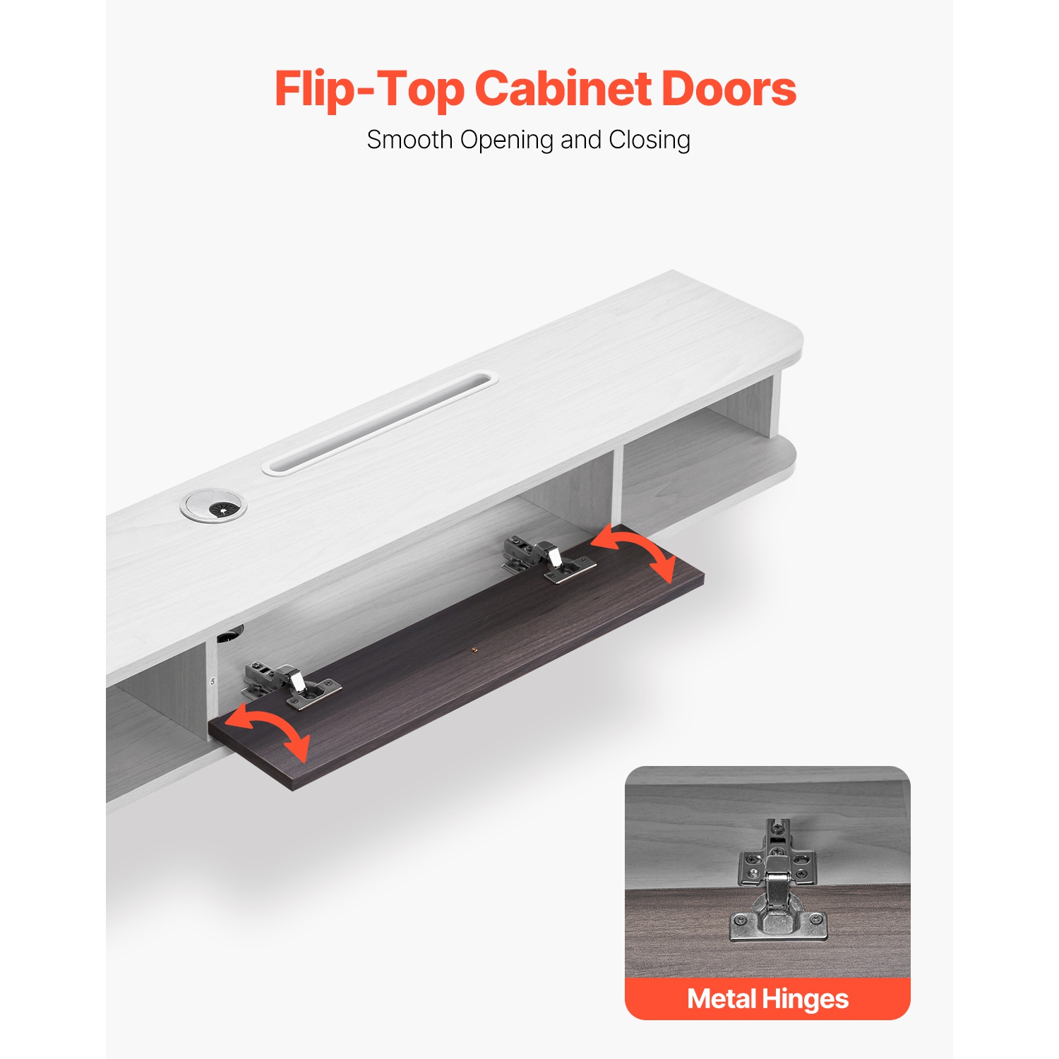 VEVOR 47 in Floating TV Stand, Wall Mount Entertainment Center with Cable Hole, Modern Floating TV Shelf with Storage Cabinet,Particle Board Console