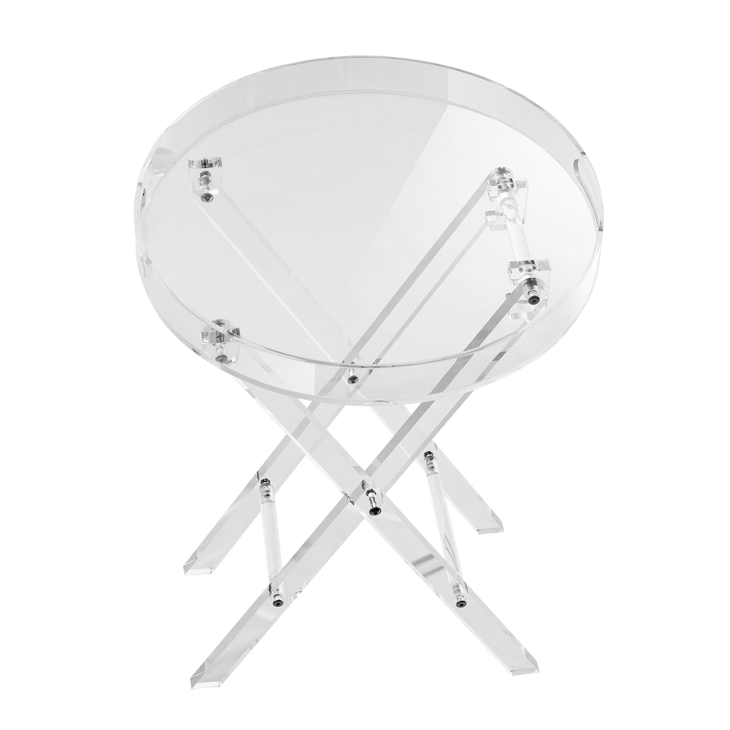 VEVOR Acrylic Folding Tray Table, Acrylic End Table with Folding X Leg, Clear Acrylic Side Table for Coffee, Drink, Food, Snack used in Living Room,
