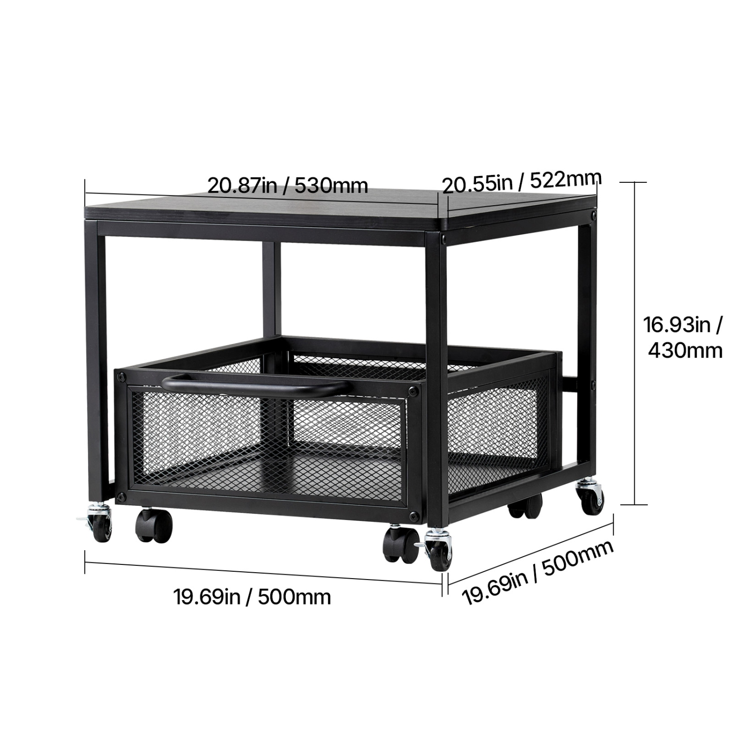 VEVOR 198 lbs Mini Fridge Stand, with Movable Storage Cart & Swivel Wheels, Beverage Refrigerator Stand for Coffee Bar, Mini Fridge Organizer for