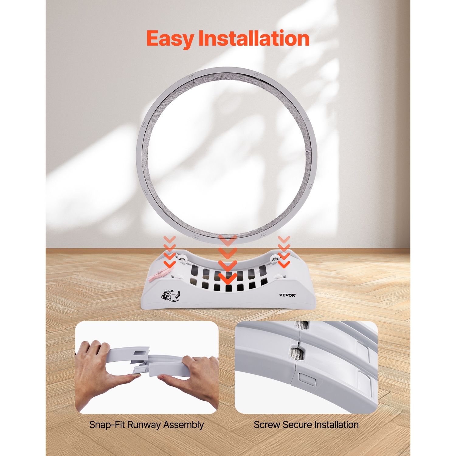 VEVOR 31.5 in Cat Exercise Wheel, Large Running Wheel with Secure Brake & Carpeted Runway, Quiet Operation Cat Treadmill, Indoor Exerciser for Pets