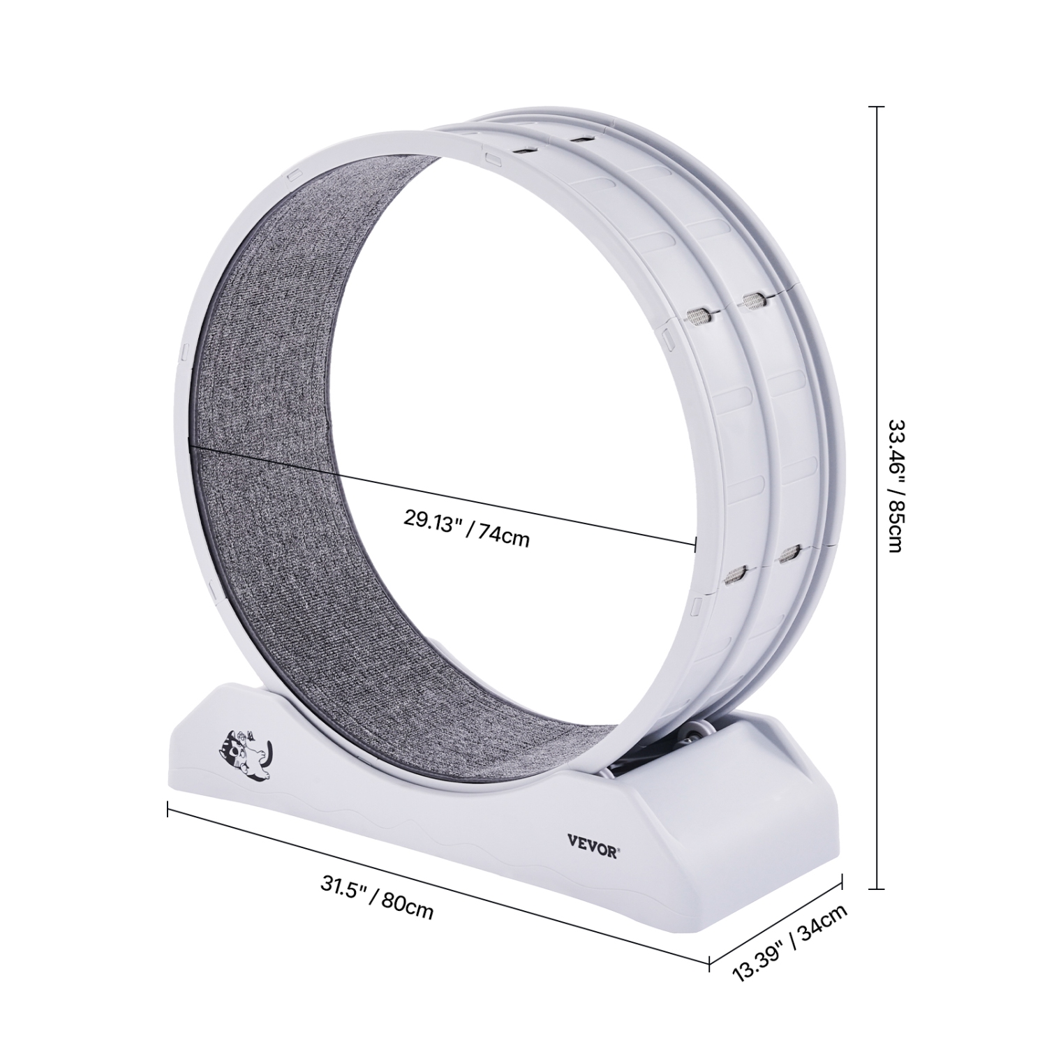 VEVOR 31.5 in Cat Exercise Wheel, Large Running Wheel with Secure Brake & Carpeted Runway, Quiet Operation Cat Treadmill, Indoor Exerciser for Pets