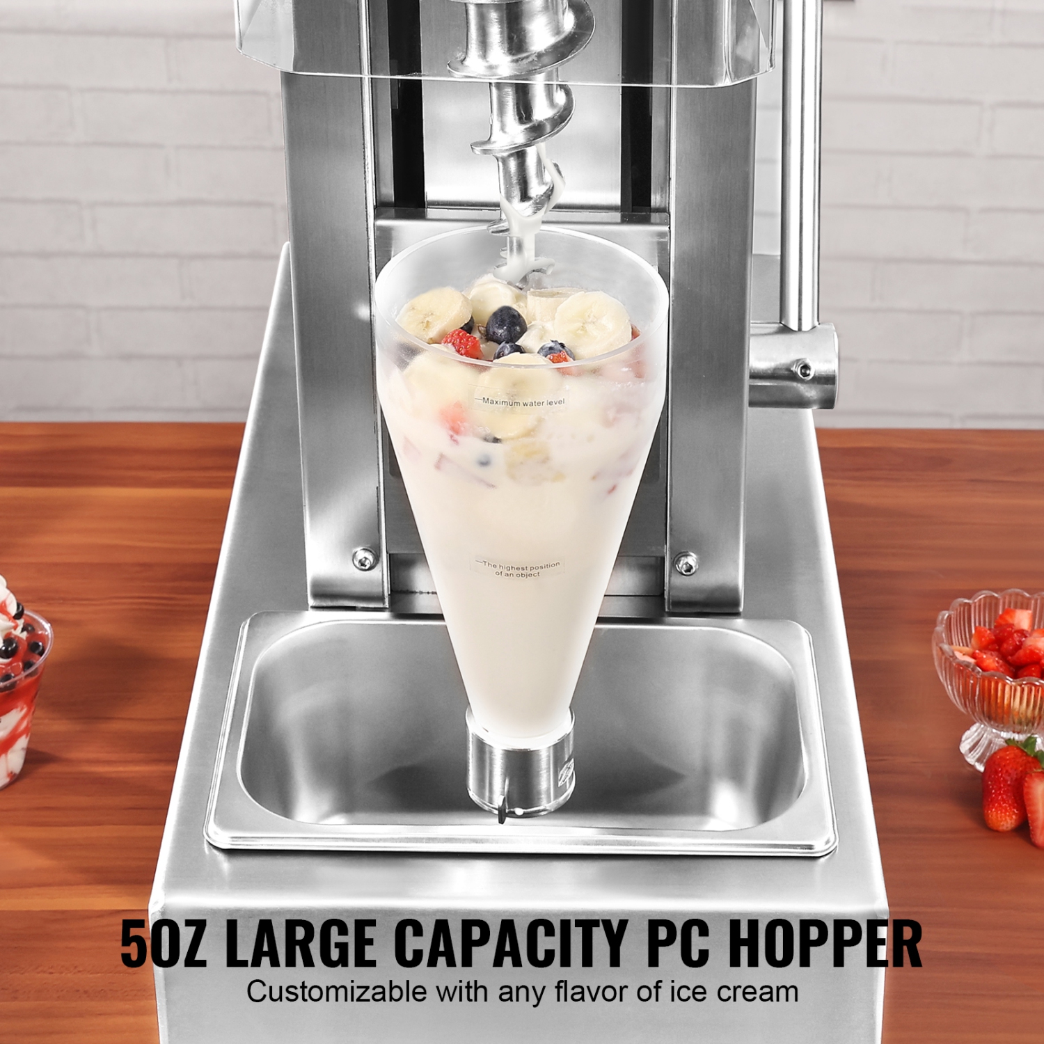 VEVOR 750W Ice Cream Blender, High-Speed Ice Cream Maker Mixer Stir Machine 1740RPM, 304 Stainless Steel Ice Cream Shaker, Long Handle + PC
