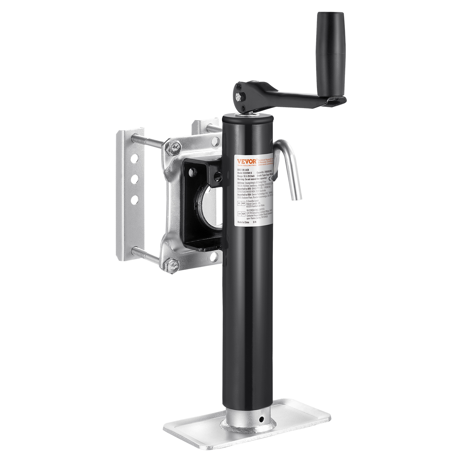 VEVOR 2000 lbs Load Trailer Jack, Heavy Duty Swivel Bolt-on Trailer Jack, 10" Lift Trailer Jack Stand with Handle for RV Trailer, Horse Trailer,