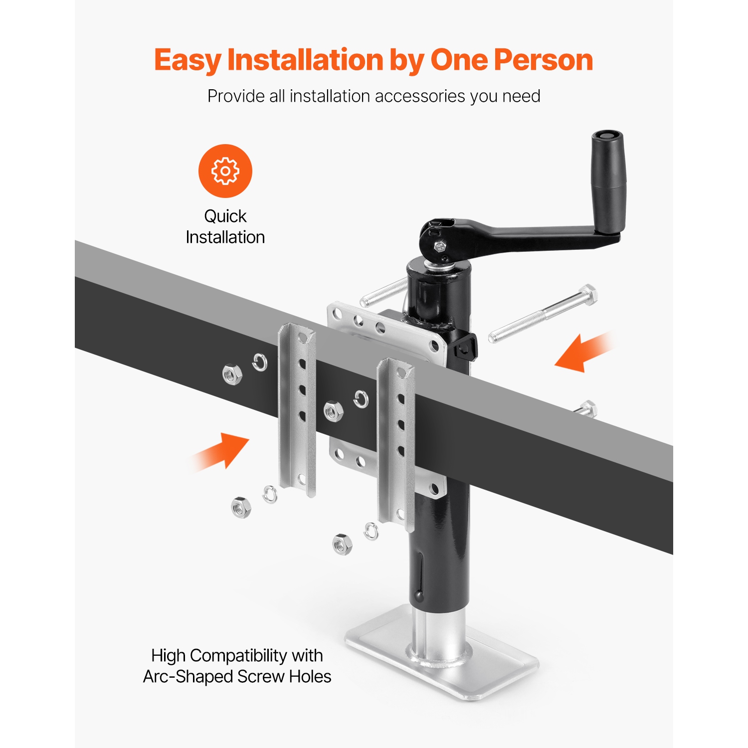 VEVOR 2000 lbs Load Trailer Jack, Heavy Duty Swivel Bolt-on Trailer Jack, 10" Lift Trailer Jack Stand with Handle for RV Trailer, Horse Trailer,