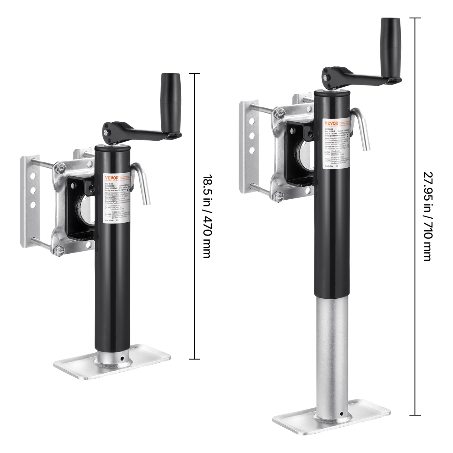 VEVOR 2000 lbs Load Trailer Jack, Heavy Duty Swivel Bolt-on Trailer Jack, 10" Lift Trailer Jack Stand with Handle for RV Trailer, Horse Trailer,