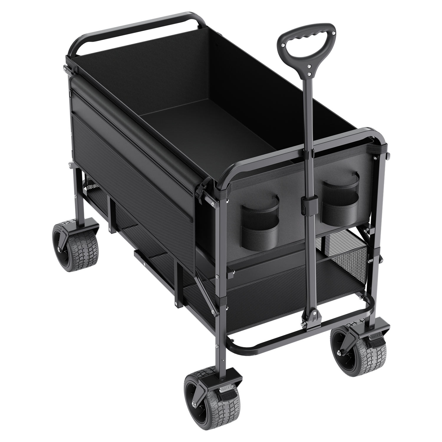 Chariot de jardin pliable à deux étages 400&nbsp;L de VEVOR, robuste, avec roues tout-terrain, support jusqu'à 450&nbsp;lb, chariot utilitaire