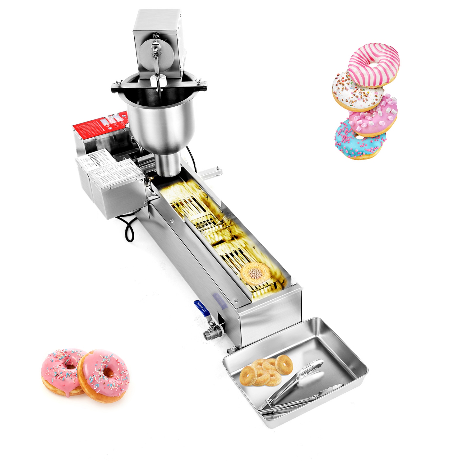 VEVOR 90 pcs/hour Automatic Donuts Machine, Single Row Donuts Making Equipment, Electric High Power Doughnut Maker, Stainless Steel Auto Fryer, with