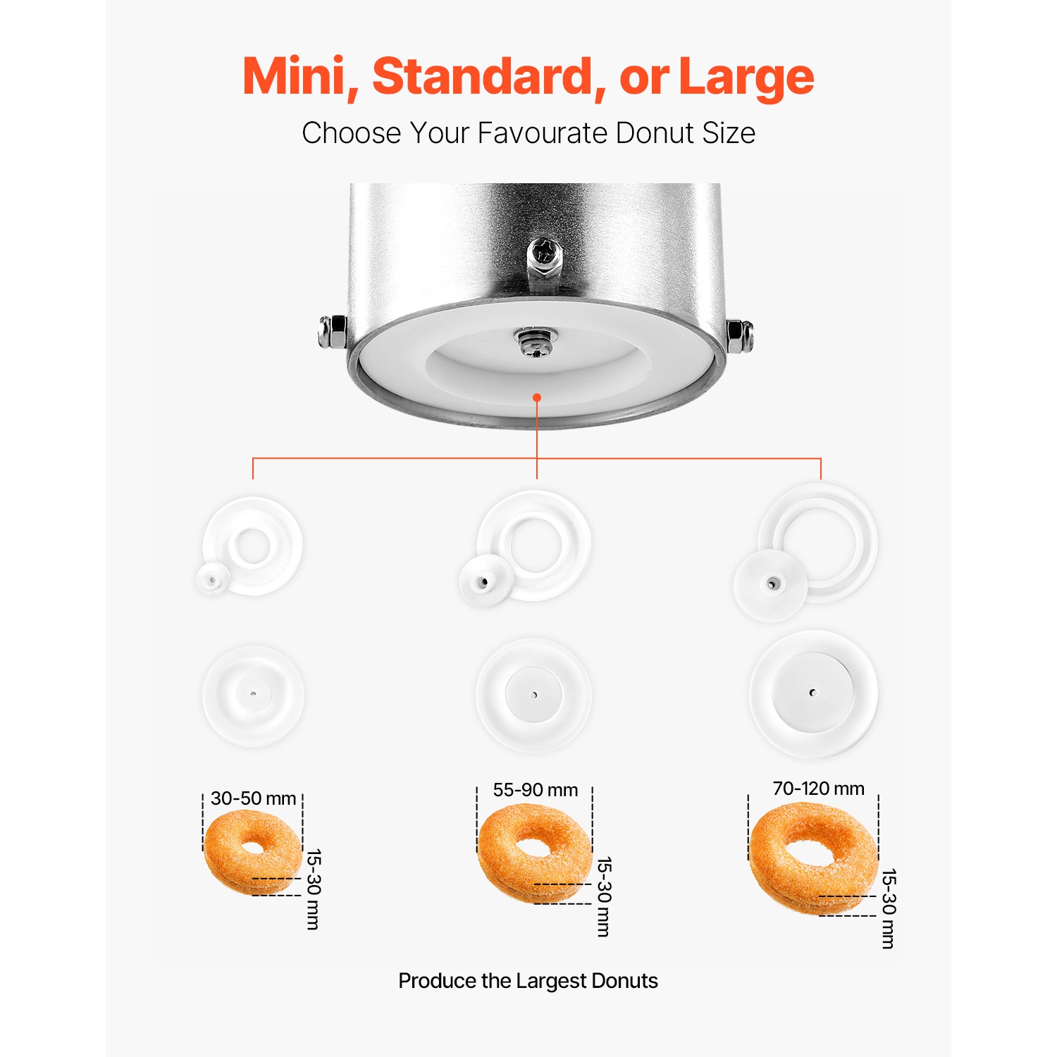 VEVOR 90 pcs/hour Automatic Donuts Machine, Single Row Donuts Making Equipment, Electric High Power Doughnut Maker, Stainless Steel Auto Fryer, with