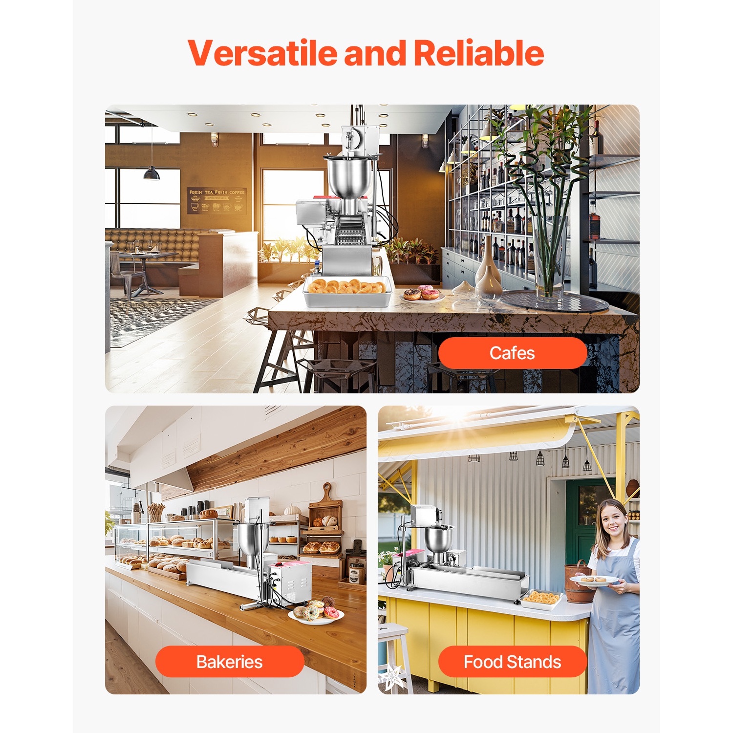 VEVOR 90 pcs/hour Automatic Donuts Machine, Single Row Donuts Making Equipment, Electric High Power Doughnut Maker, Stainless Steel Auto Fryer, with