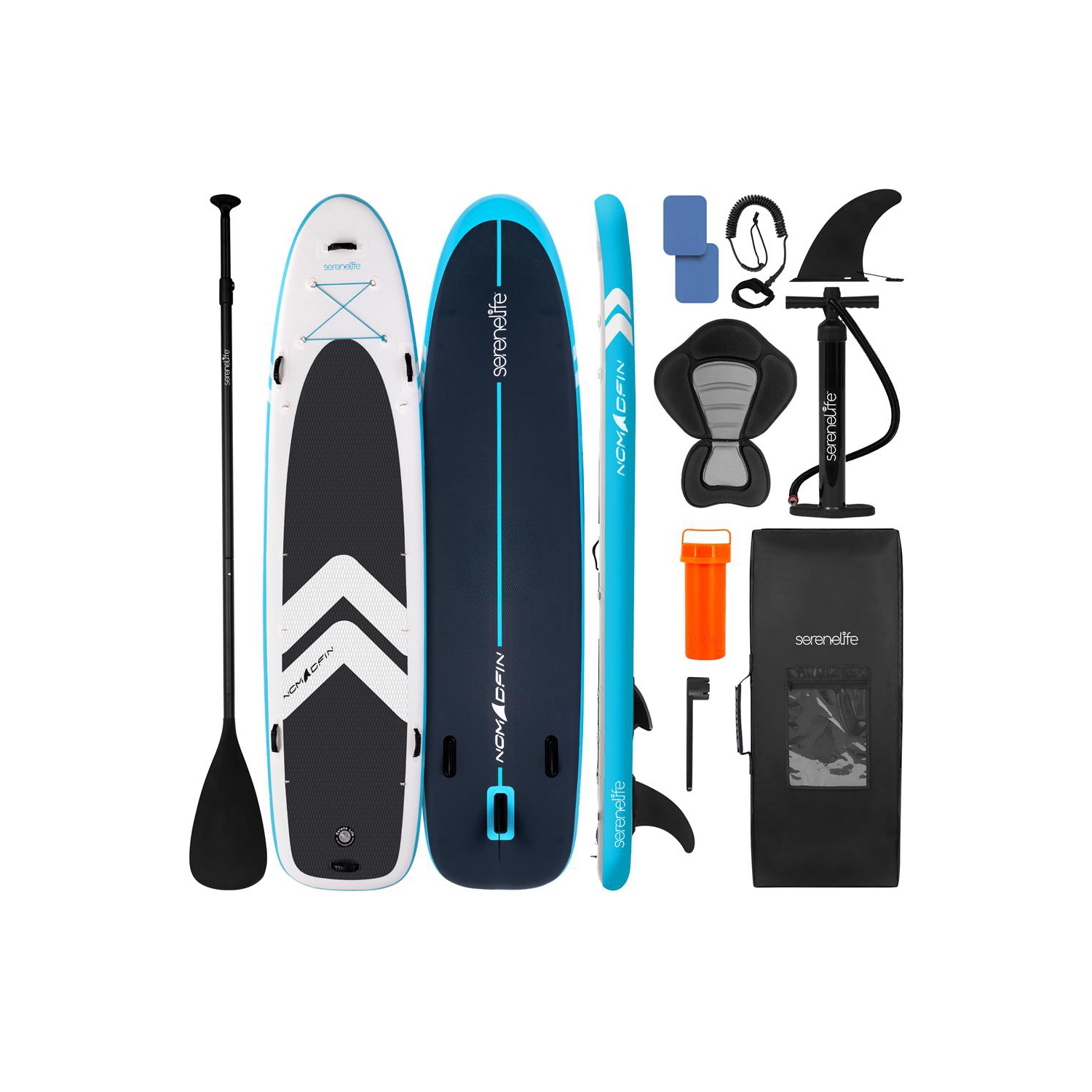 SereneLife 12'2" Inflatable Stand-Up Paddle Board – Extra-Wide SUP for 2 Adults + Child, 450lb Capacity, Complete Set with Paddle, Backpack & Pump