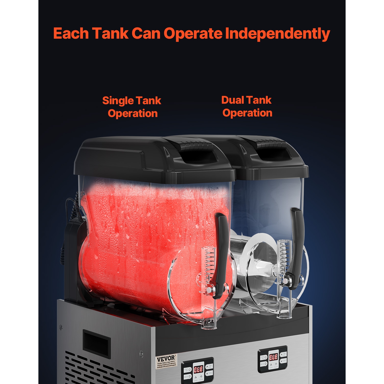 VEVOR 12Lx2 Double Commercial Slushy Machine, Tank Froze Machine, 96 Cups Stainless Steel Margarita Smoothie Frozen Drink Maker, Slushie Maker for