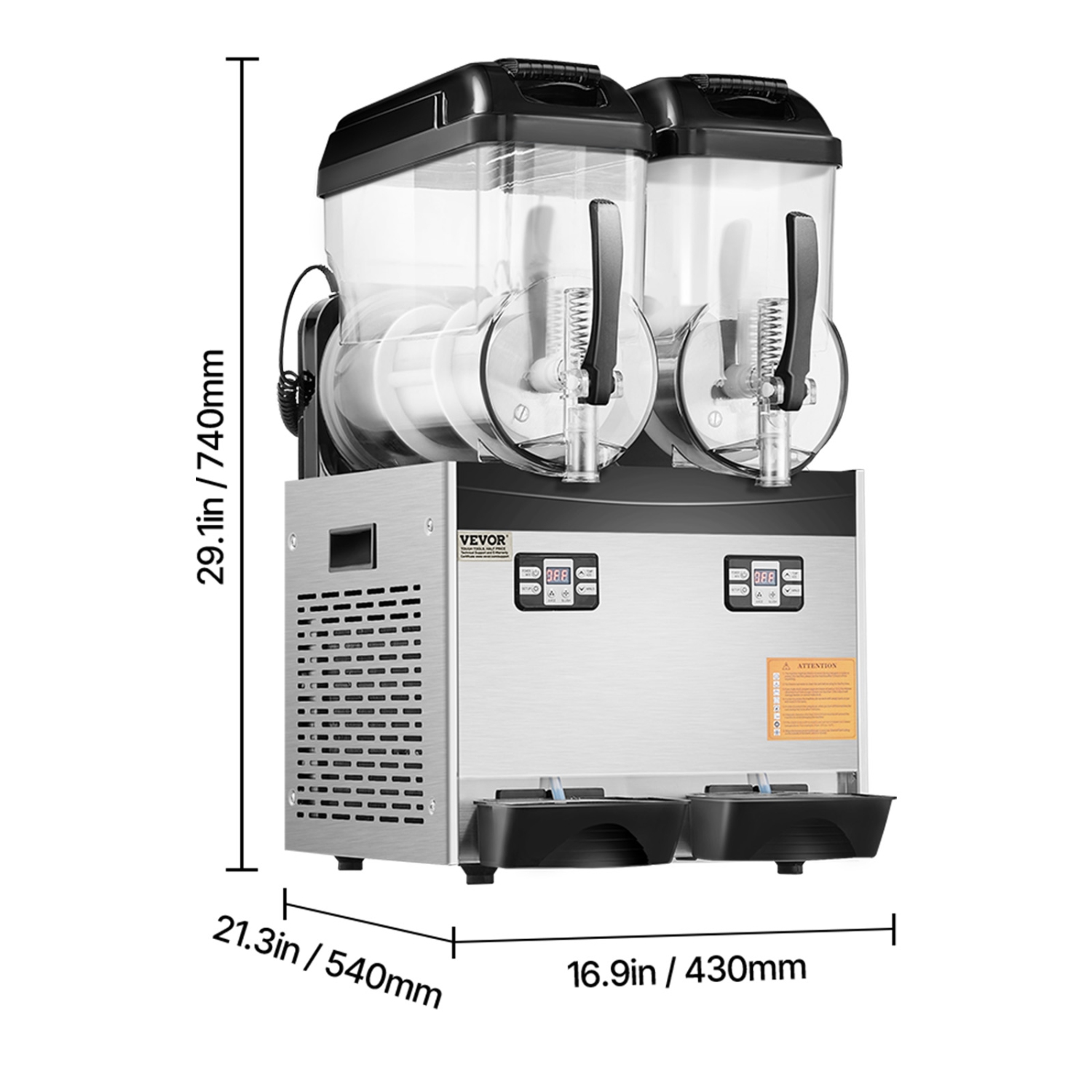 VEVOR 12Lx2 Double Commercial Slushy Machine, Tank Froze Machine, 96 Cups Stainless Steel Margarita Smoothie Frozen Drink Maker, Slushie Maker for
