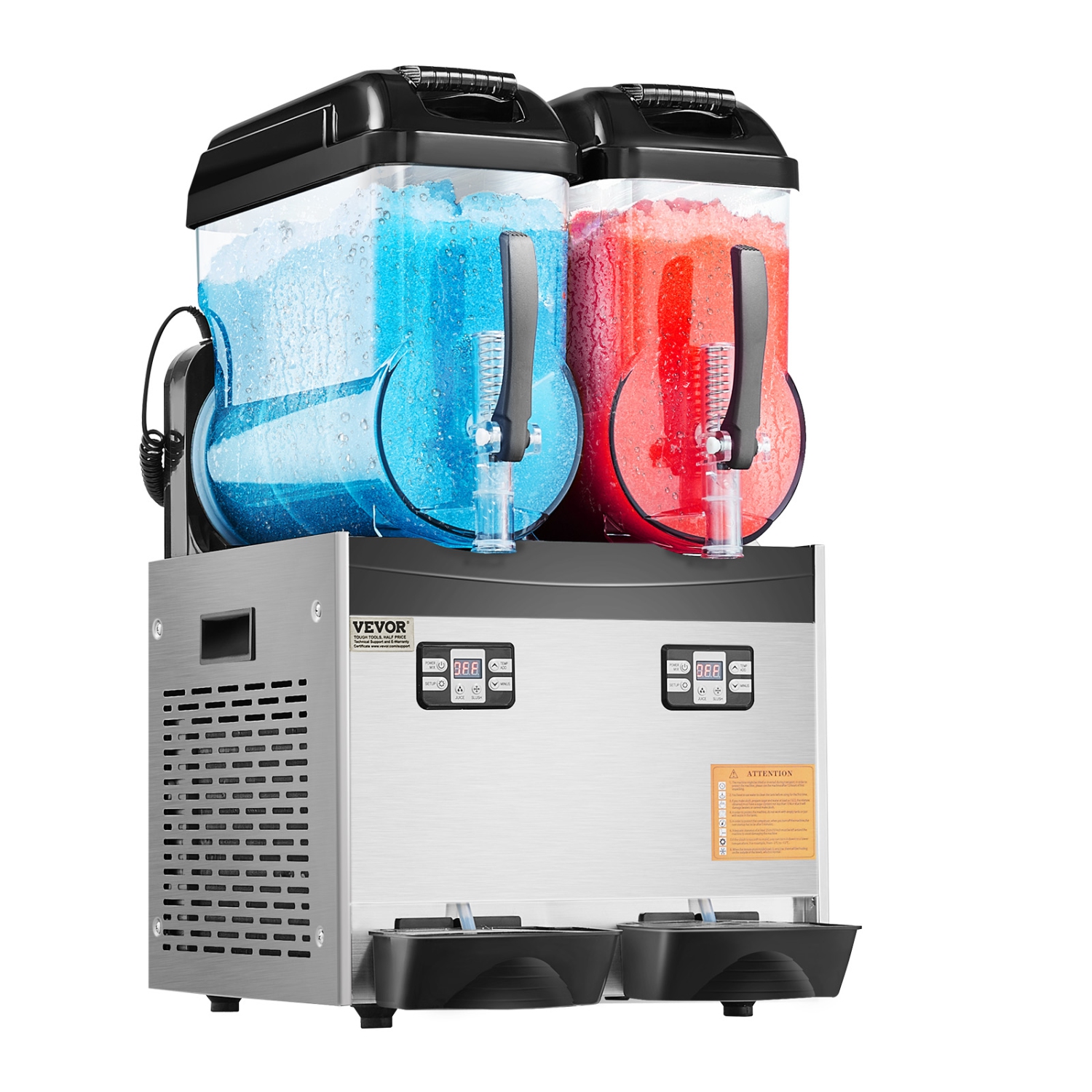 VEVOR 12Lx2 Double Commercial Slushy Machine, Tank Froze Machine, 96 Cups Stainless Steel Margarita Smoothie Frozen Drink Maker, Slushie Maker for