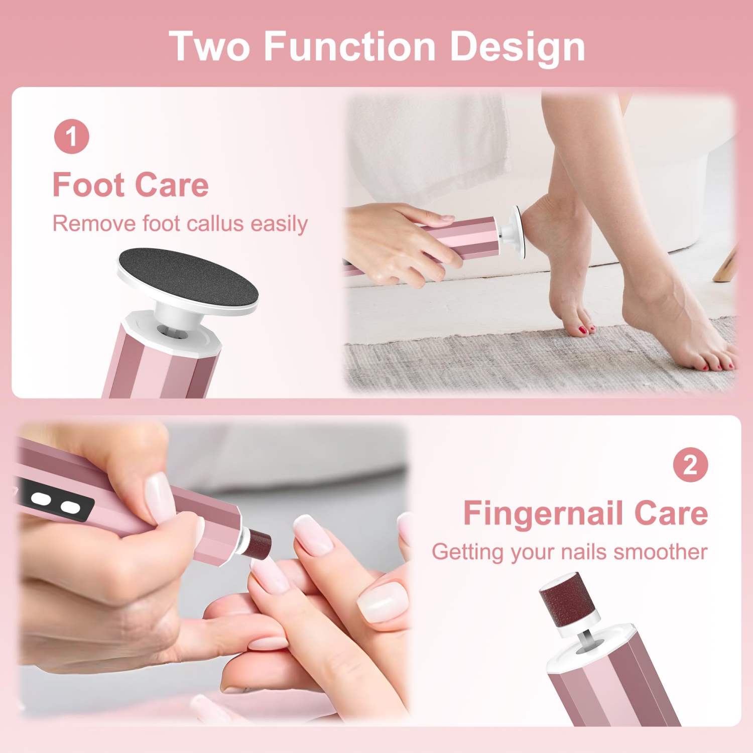 Outil de retrait électrique pour les pieds, lime rechargeable 2 en 1 pour les pieds, 9 vitesses ​​Contrôle, outil de soins des pieds sans fil pour