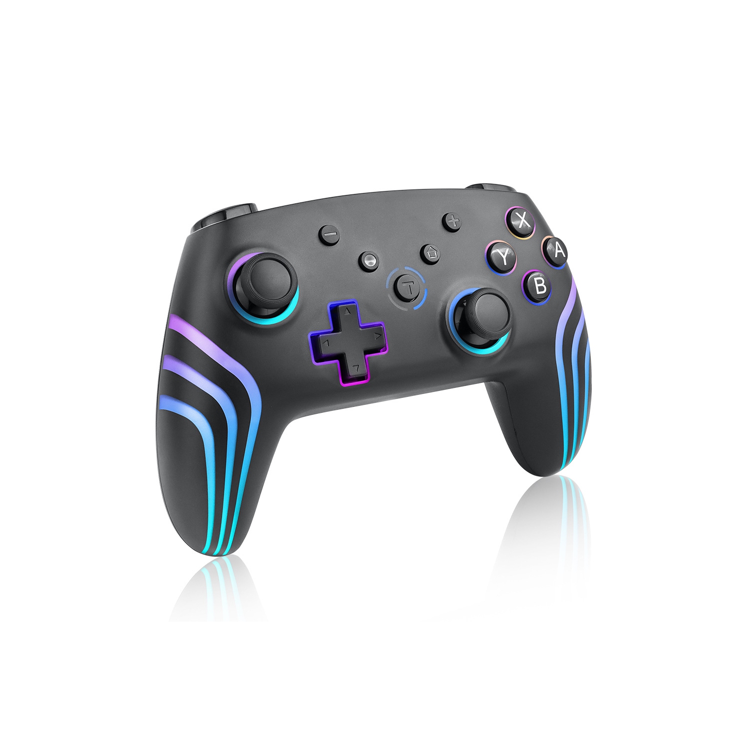 Nouvelle manette de jeu sans fil Bluetooth NS PRO, dotée de vibrations somatosensorielles à six axes et de lumières colorées RVB, commutateur à deux
